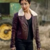 Preacher Ruth Negga Maroon Leather Coat