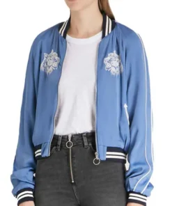 Precious Mustapha TV Series Fate The Winx Saga Aisha Blue Satin Tiger Bomber Jacket