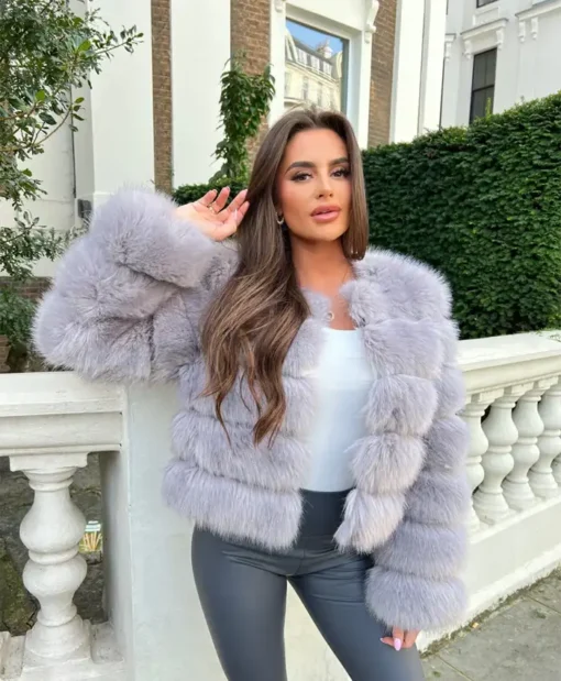 Premium Light Grey Fur Jacket