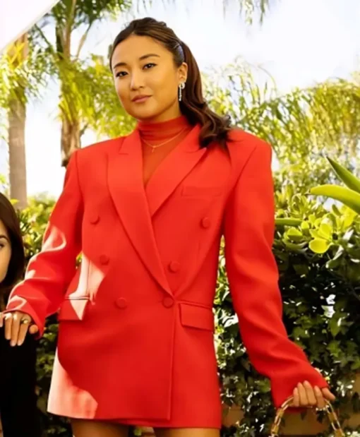 Press Junket 2024 Ashley Park Red Blazer