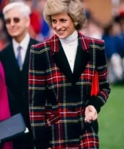 Princess Diana Check Long Coat
