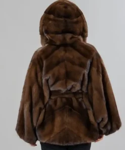 Purchase Superb Athena Brown Mink Fur Belt Cape Coat For Sale