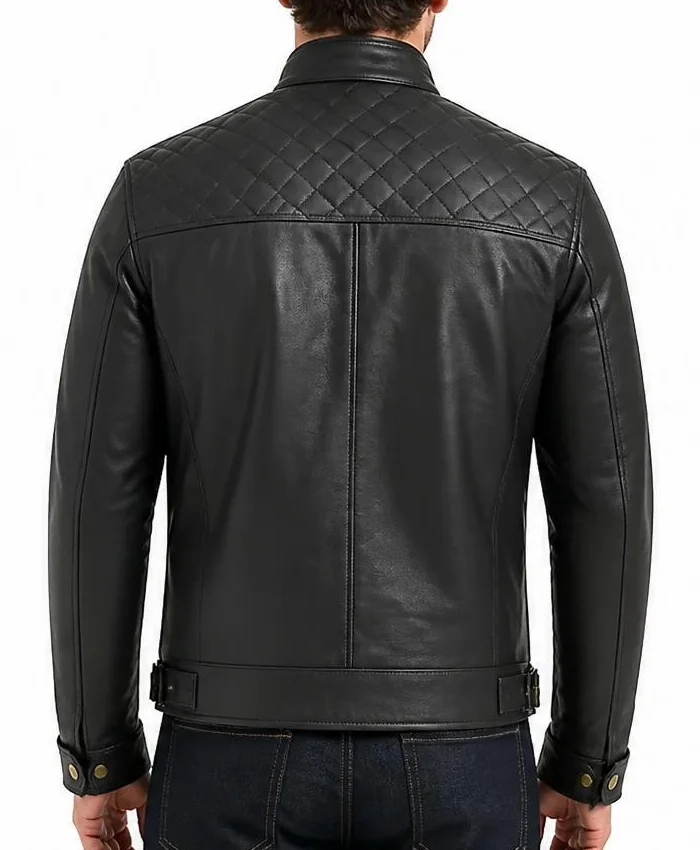 Quilted Cafe Racer Biker Jacket Mens