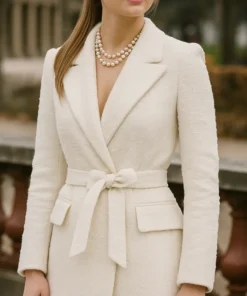 Rachel Matthews Movie Upgraded 2024 Suzette White Coat For Women