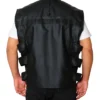 Ray Stevenson Punisher War Zone Skull Logo Black Leather Vest