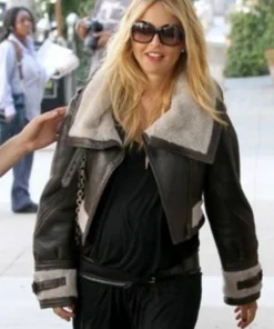 Real Shearling Fur Rachel Zoe Jacket B3 Short Body Long Collar Aviator
