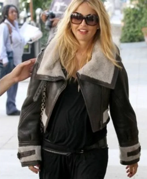 Real Shearling Fur Rachel Zoe Jacket B3 Short Body Long Collar Aviator
