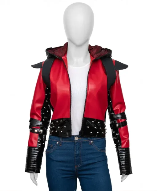 Red Descendants The Rise Of Red Kylie Cantrall Leather Hooded Jacket For Unisex