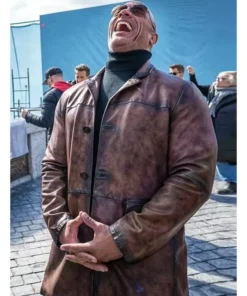 Red Notice John Hartley Distressed Brown Leather Coat