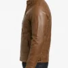 Reinhardt Premium Cafe Racer Camel Brown Leather Jacket For Men