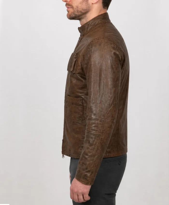 Retro Distressed Brown Jacket For Men