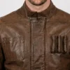 Retro Distressed Brown Jacket For Mens