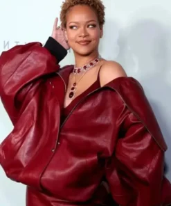 Rihanna Fenty Hair Los Angeles Launch Party Leather Jacket