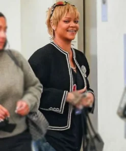 Rihanna Tweed Black Jacket