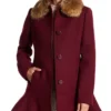 Riverdale Camila Mendes Fur Collar Wool Burgundy Coat