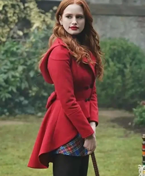 Riverdale Heathers Madelaine Petsch Wool Fabric Red Coat For Sale