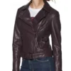 Riverdale S05 Betty Cooper Maroon Leather Biker Jacket