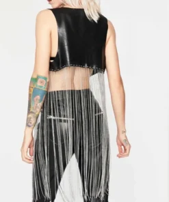 Riverdale S05 Toni Topaz Black Leather Fringe Vest