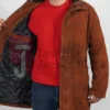 Robert Taylor Longmire TV Series Sheriff Walt Longmire Suede Long Trench Leather Brown Coat