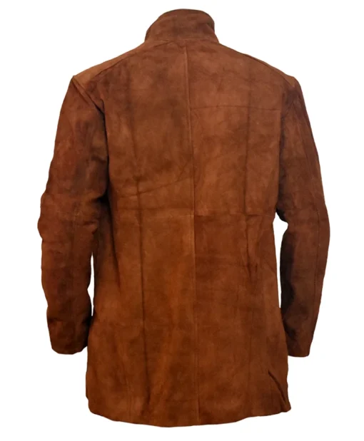 Robert Taylor Longmire TV Series Sheriff Walt Longmire Suede Leather Brown Trench Coat