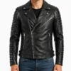 Rodey Biker Real Leather Black Jacket
