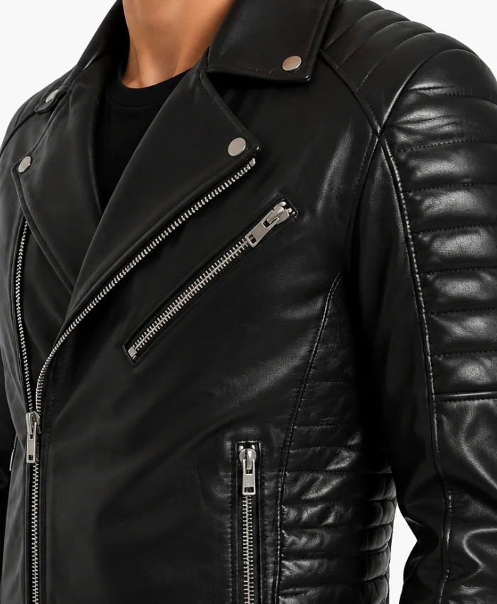 Rodey Black Biker Jacket For Real Leather