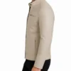 Roger G Cafe Racer Beige Leather Zip Jacket Mens