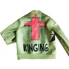 Ron Bass Kinging Olive Green Leather Vintage Bomber Jacket For Men And Women