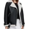 Ruben Mid-Length Shearling Black Sheepskin Leather Coat