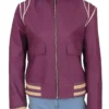 Ruth Wilder TV Show Glow Detective Ruth Wilder Purple Leather Jacket