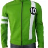 Ryan Kelley Alien Swarm Ben 10 Green PU Leather Cafe Racer Jacket