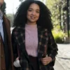 Safe Home 2023 Aisha Dee Brown Plaid Coat