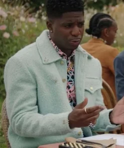 Samuel Arnold Emily In Paris S03 Blue Sherpa Jacket