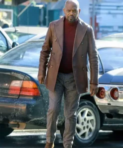 Samuel L Jackson John Shaft Brown Leather Coat