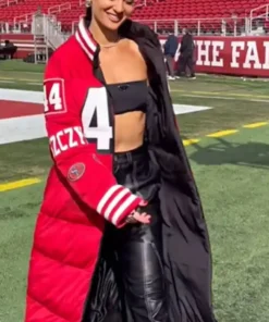 San Francisco 49ERS Kristin Juszczyk Red Puffer Coat