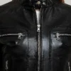 Sara Leather Biker Motorcycle Black Jacket For Womens