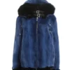 Sasin Blue Hooded Mink Fur Bomber Jacket