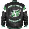 Saskatchewan Roughriders Black Zip Leather Varsity Jacket