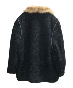 Sawarka Persian Astrakhan Lamb Sheep Fur Collar Shoulder & Cuffs Straps Coat For Men’s