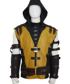 Scorpion Mortal Kombat X Leather Gaming Hooded Jacket