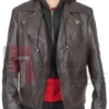 Order this Scott Wilsons Brown Hooded Motorcycle Leather Jacket