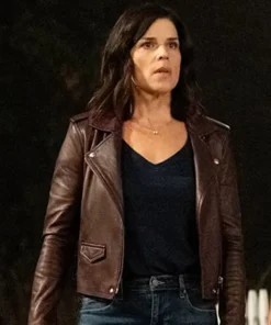 Scream Sidney Prescott Brown Motorcycle Leather Jacket