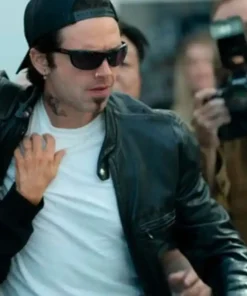 Sebastian Stan Drama Series Pam and Tommy Lee Black Motorcycle Leather Jacket
