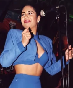 Selena Quintanilla Blue Cotton Cropped Stage Jacket