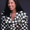 Selena Quintanilla Checkered Motorcycle Leather Jacket