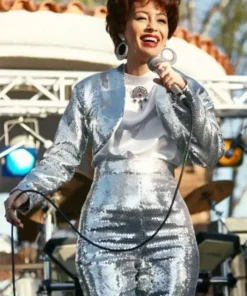 Selena Quintanilla Christian Serratos Sequin Cropped Jacket