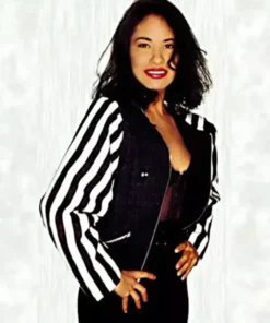Selena Quintanilla Zebra Strips Wool Cropped Jacket