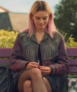 Sex Education Maeve Wiley Fringe Real Leather Jacket