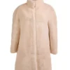 Sheared Beaver Womens Cream Fur Coat