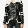 Shearling Leather Biker Caroline Genuine Sheepskin Jacket With YKK Zipper